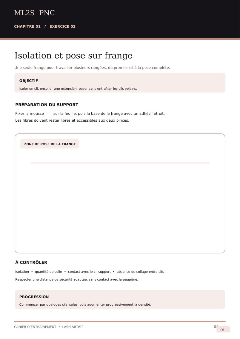 Exercice d’isolation sur frange présenté dans le cahier